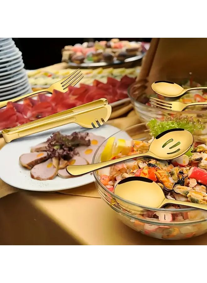 Golden 8PCS Premium Stainless Steel Serving Utensils Set For Party Banquet Catering - Image 2